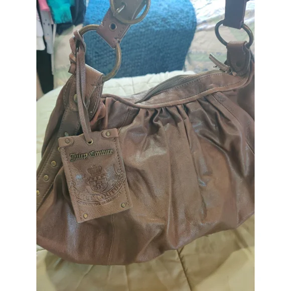 Vtg Juicy Couture Hobo Purse Brown Goatskin Leather - Picture 1 of 16
